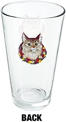 חתול טאבי צבוע עם פרחים 16 כוס ליטר עוז, זכוכית מחוסמת, עיצוב מודפס &מגבר; מתנת מאוורר מושלמת | נהדר עבור משקאות